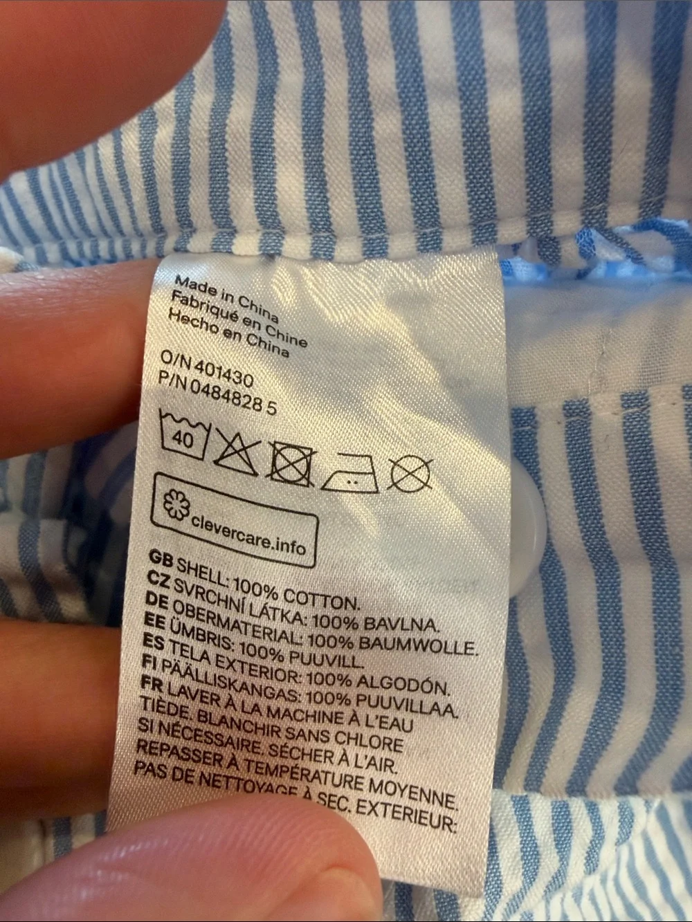 H&M Light Blue & White Striped Button-Front Midi Skirt Size 2 - C33-073